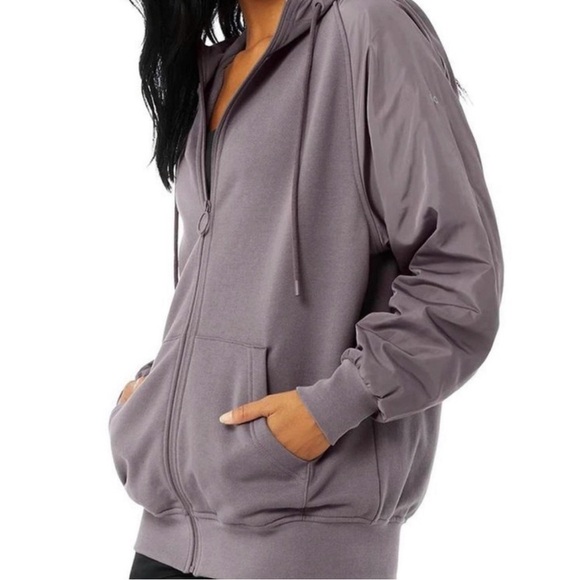 ALO Yoga On The Go Zip Up Hoodie Sweatshirt in Purple Dusk Size Medium - Picture 2 of 10